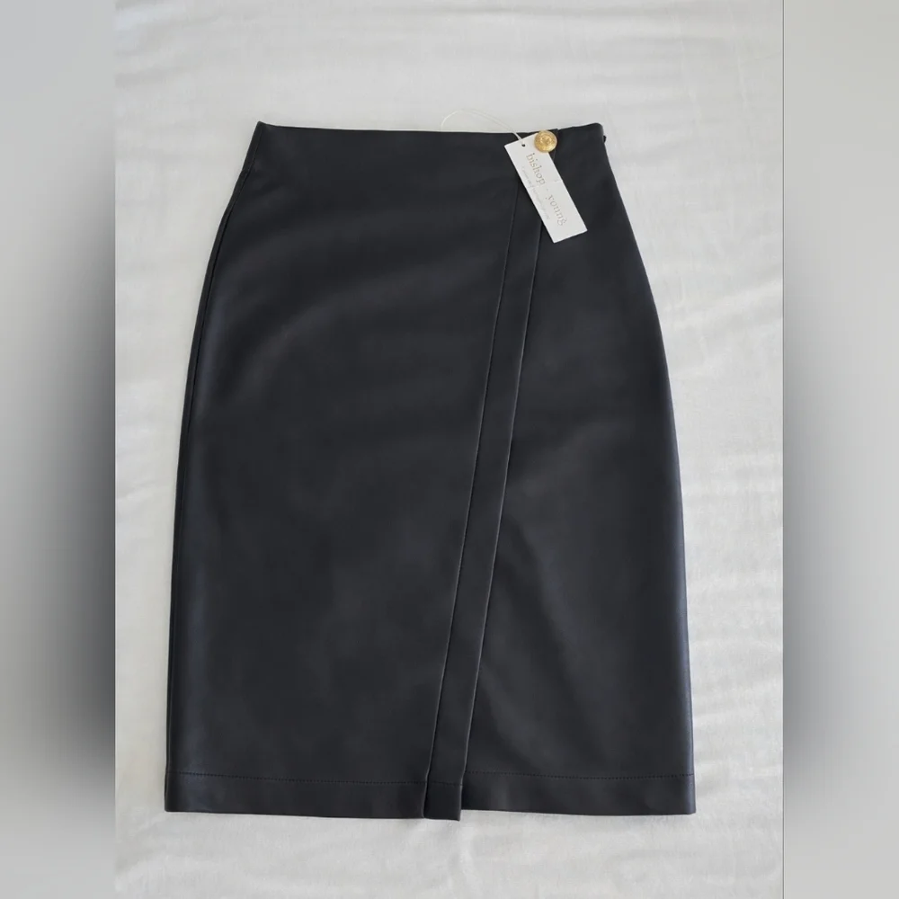 Bishop+Young Vegan Leather Wrap Pencil Skirt Slit Sculpting High Rise It Girl Sm - Picture 3 of 13